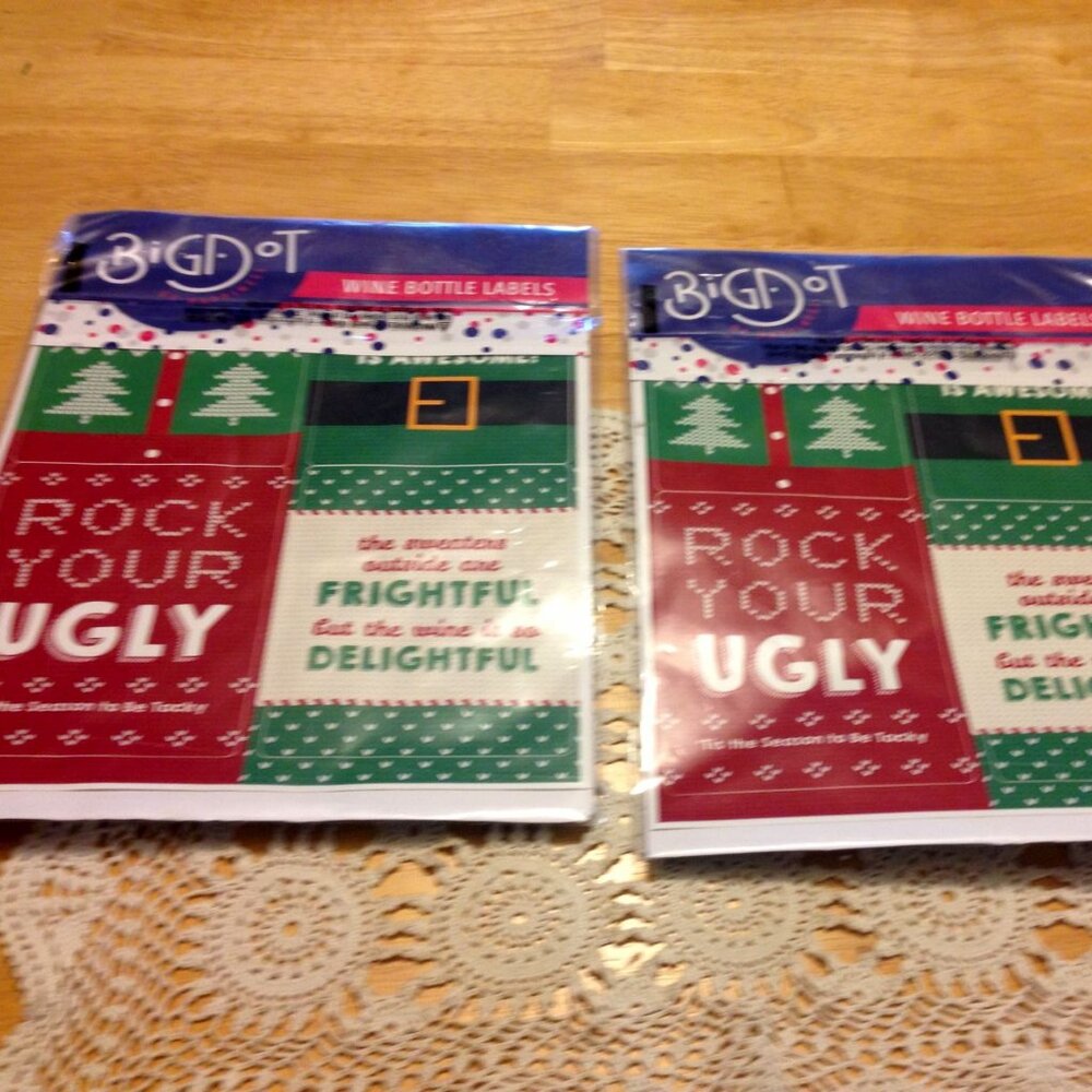 Christmas Wine Labels, Ugly Sweater theme, two new packs